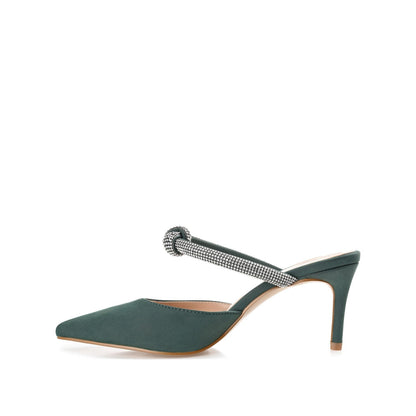 Journee LUNNA MULE STILETTO HEELS IN FAUX SUEDE - Green
