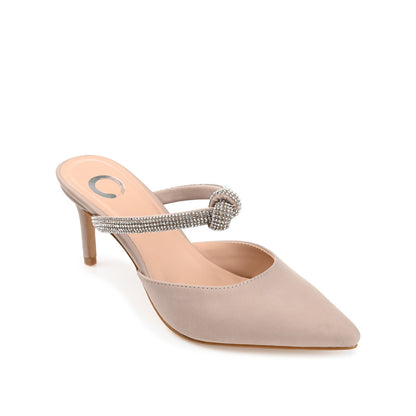 Journee LUNNA MULE STILETTO HEELS IN FAUX SUEDE - Beige