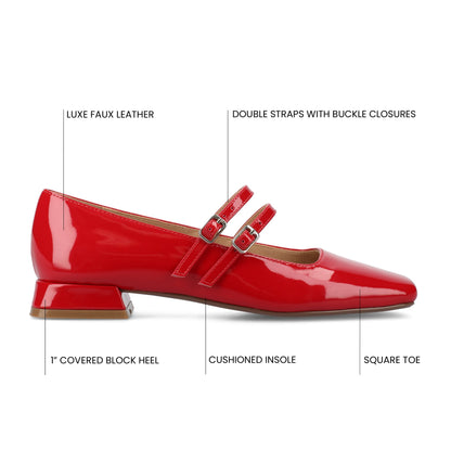 Journee GREDAH MARY JANE DRESS FLATS IN WIDE - Red Patent