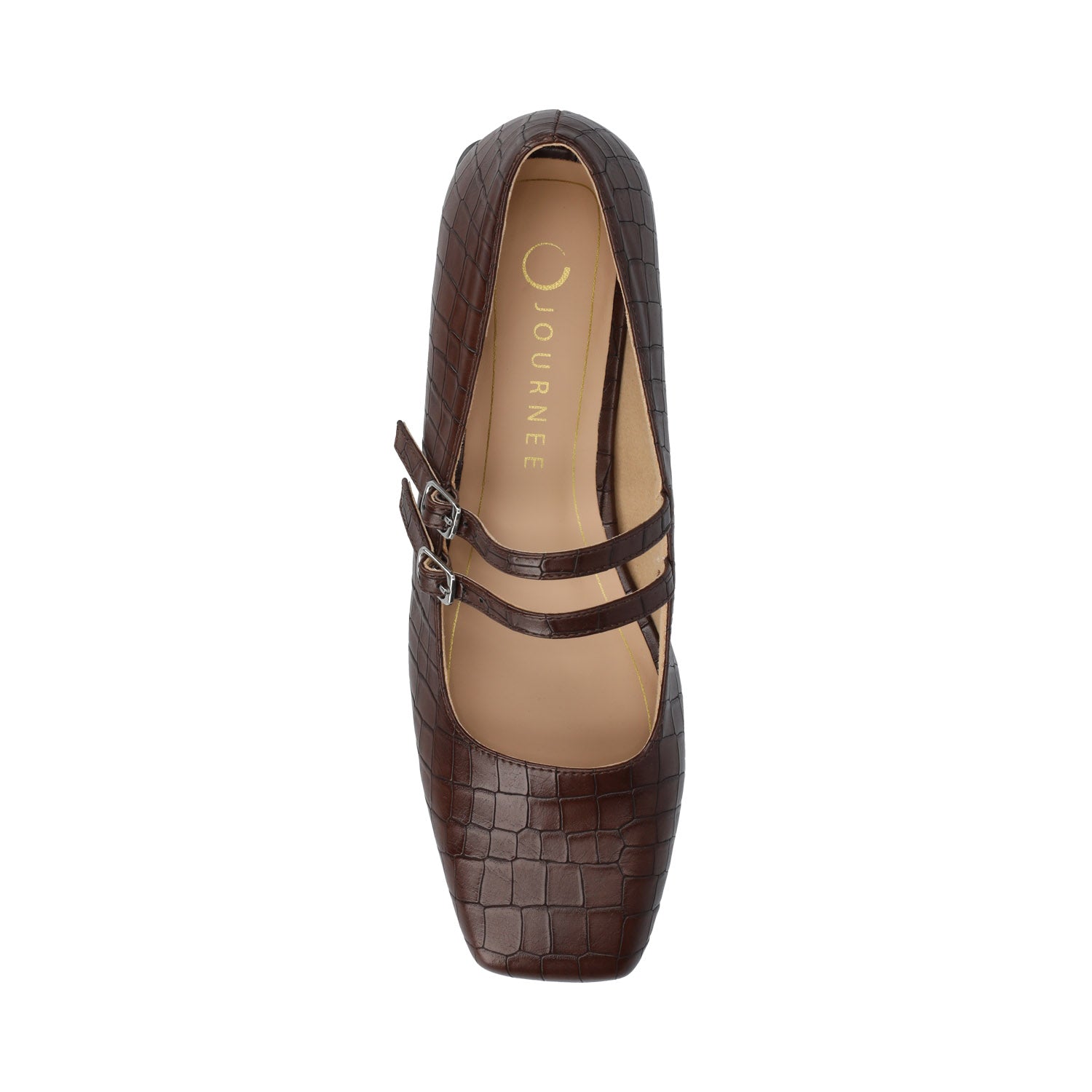 Journee GREDAH MARY JANE DRESS FLATS IN WIDE - Brown Croco