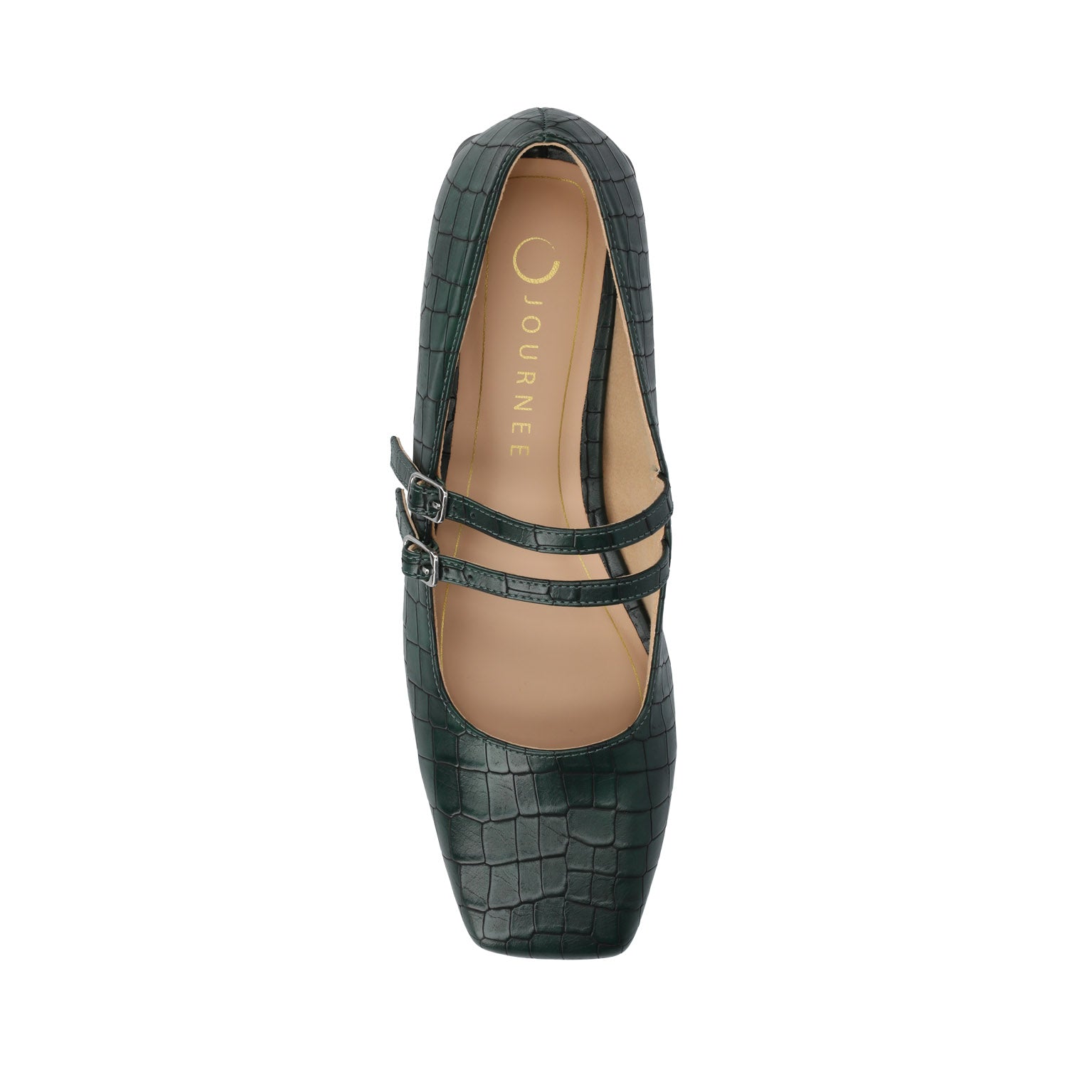 Journee GREDAH MARY JANE DRESS FLATS IN WIDE - Green Croco