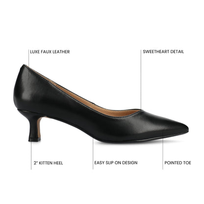 Journee PAMMIE VEGAN LEATHER KITTEN HEELS IN WIDE - Black PU