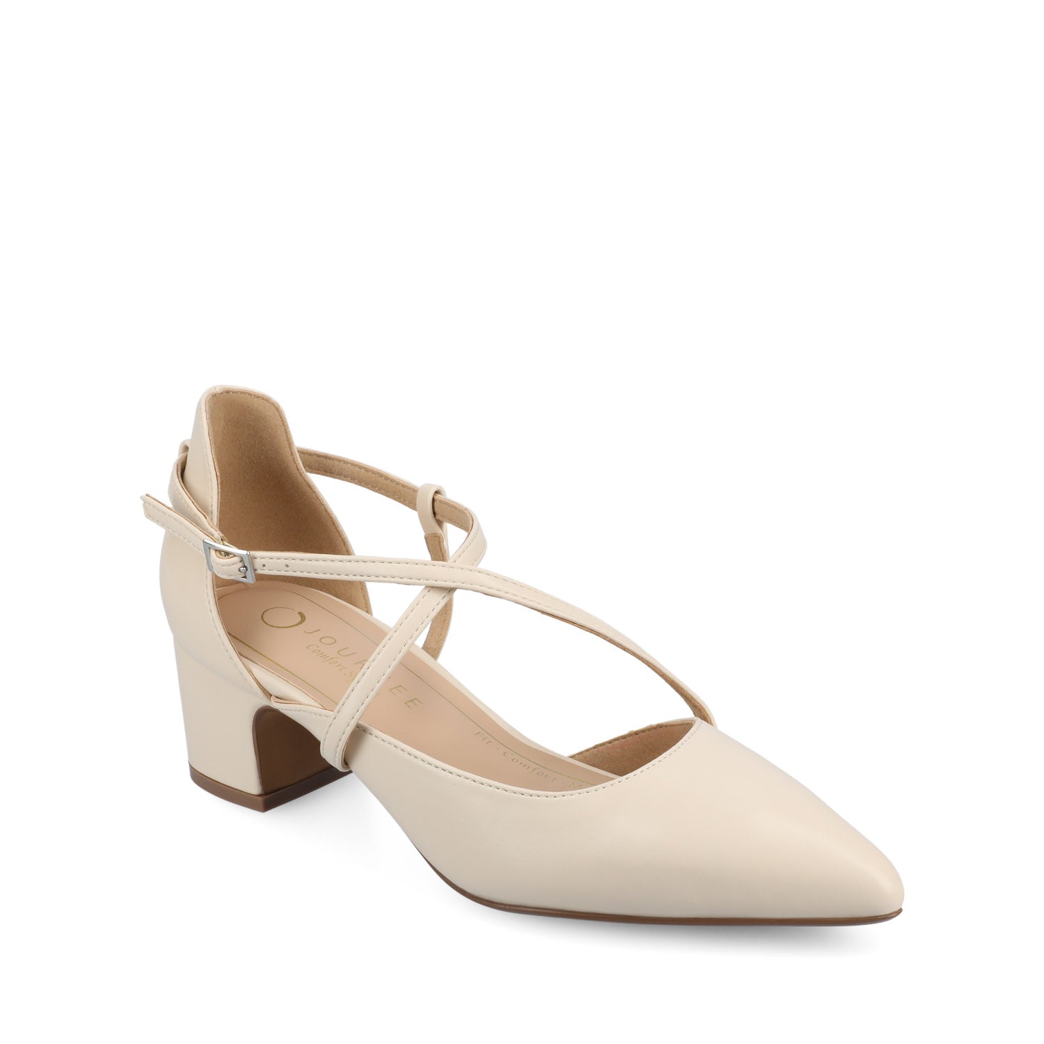 Journee GALVINN LOW BLOCK HEELS IN WIDE - Bone PU
