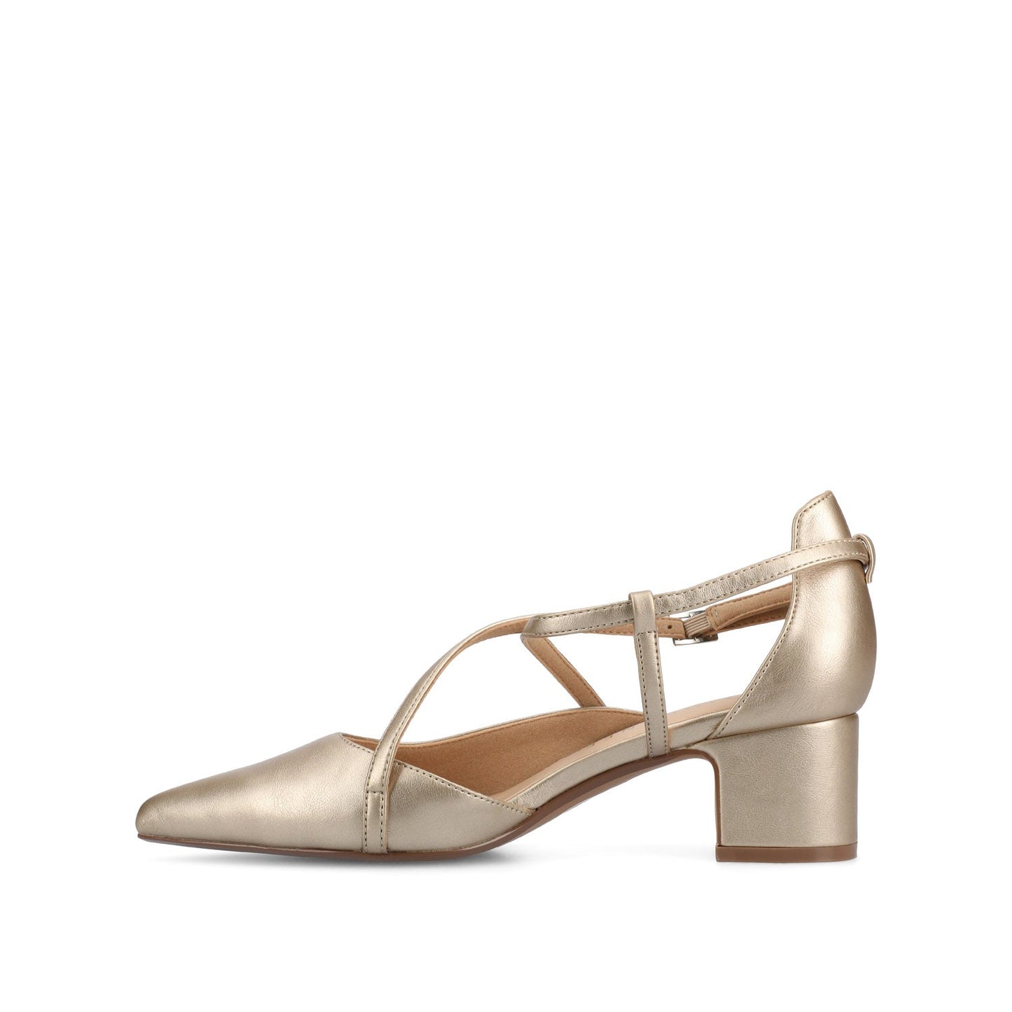 Journee GALVINN LOW BLOCK HEELS IN WIDE - Champagne PU
