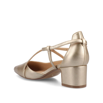 Journee GALVINN LOW BLOCK HEELS IN WIDE - Champagne PU