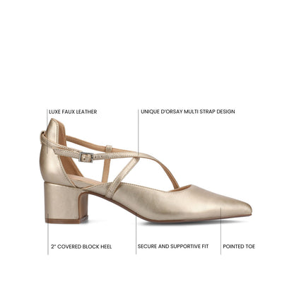 Journee GALVINN LOW BLOCK HEELS IN WIDE - Champagne PU