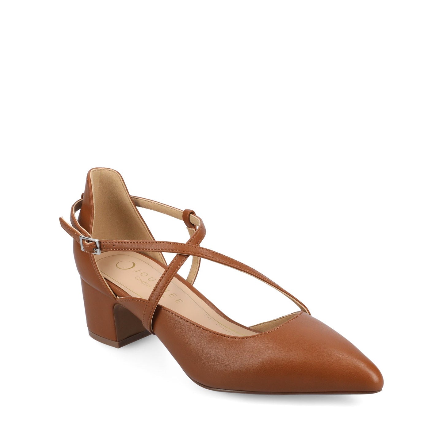 Journee GALVINN LOW BLOCK HEELS IN WIDE - Cognac PU