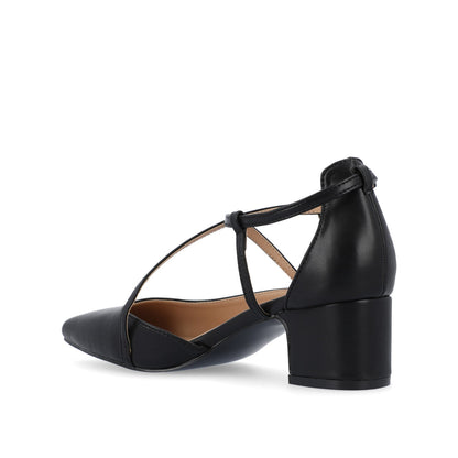 Journee GALVINN LOW BLOCK HEELS IN WIDE - Black PU