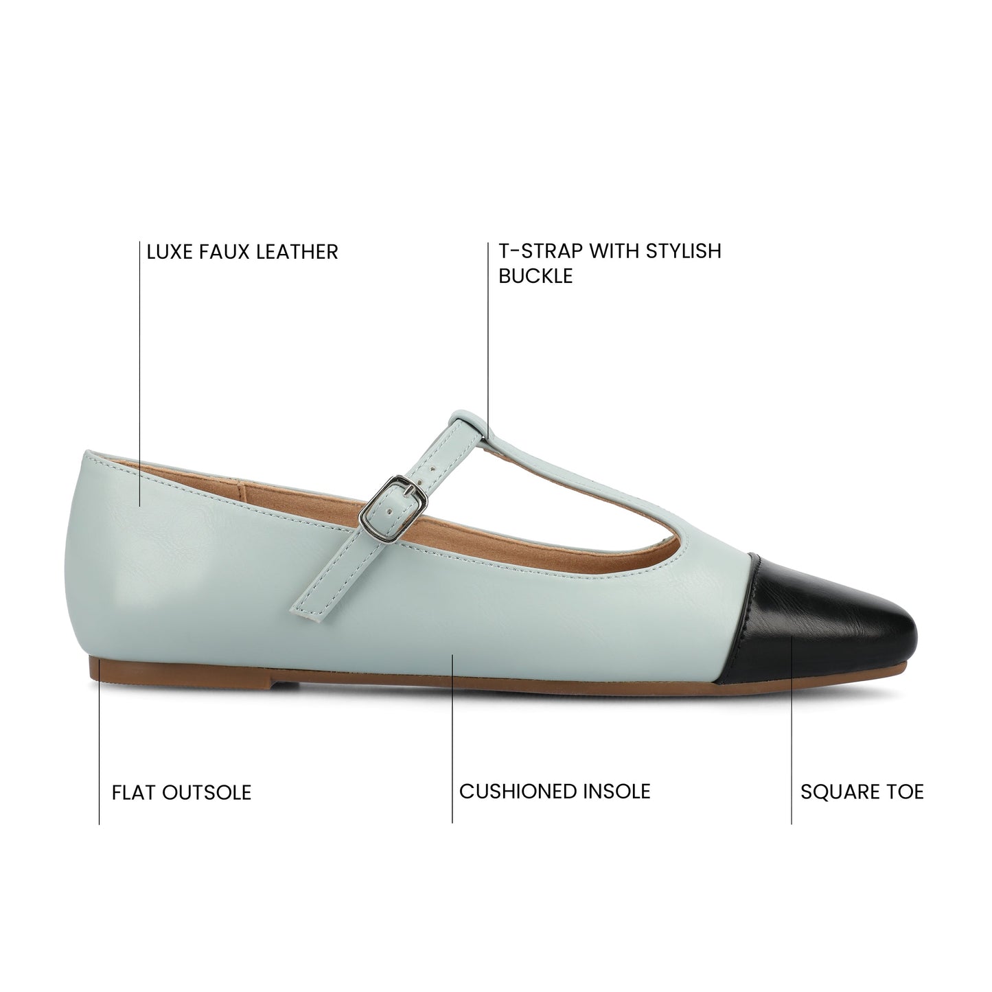 Journee THEAH MARY JANE FLATS IN WIDE - Light Blue