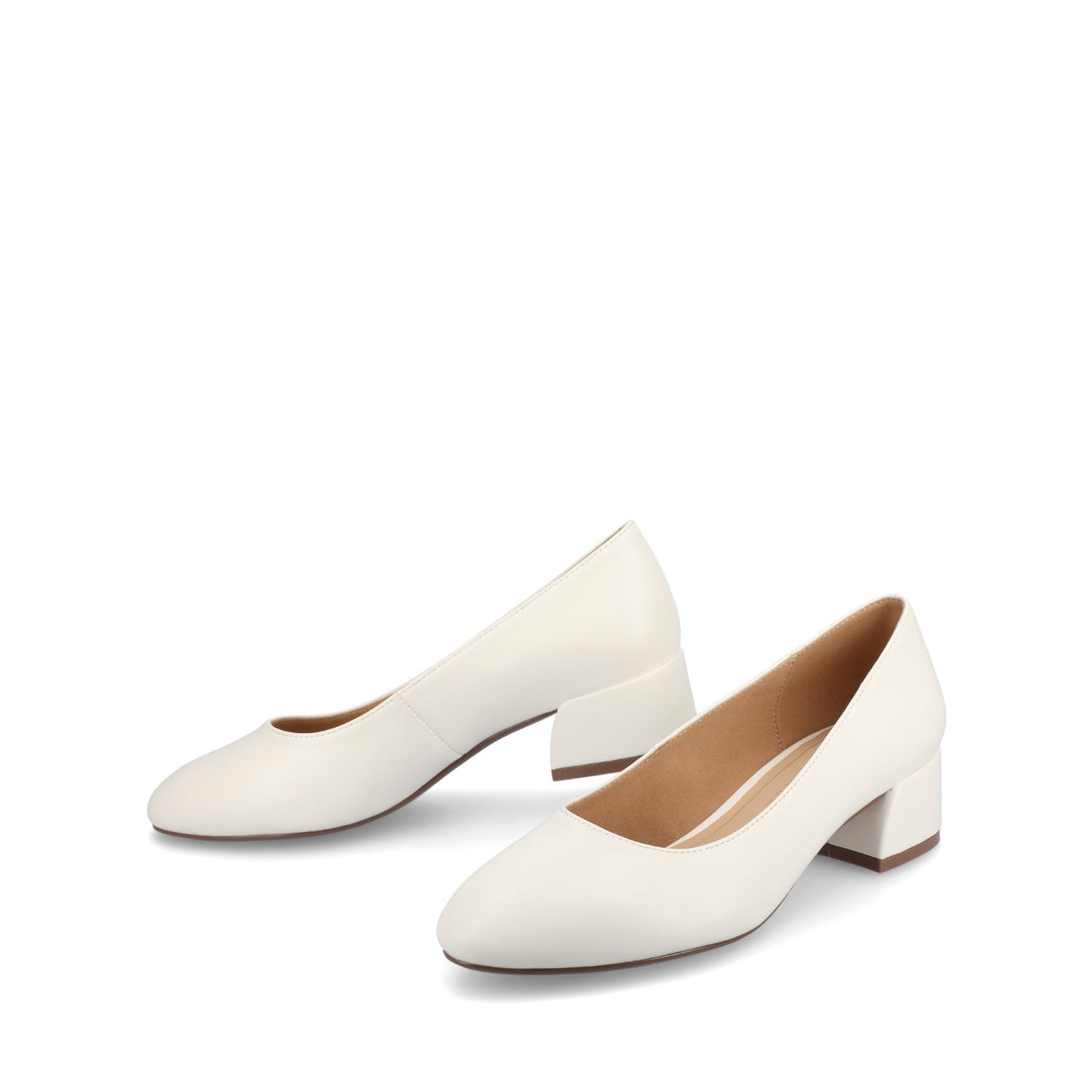 Journee SAAR II VEGAN LEATHER PUMP HEELS IN WIDE - White PU