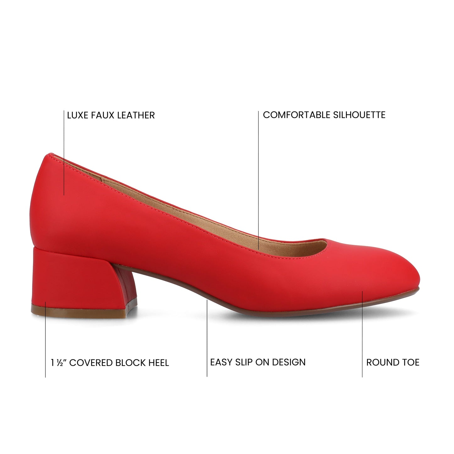 Journee SAAR II VEGAN LEATHER PUMP HEELS IN WIDE - Red PU