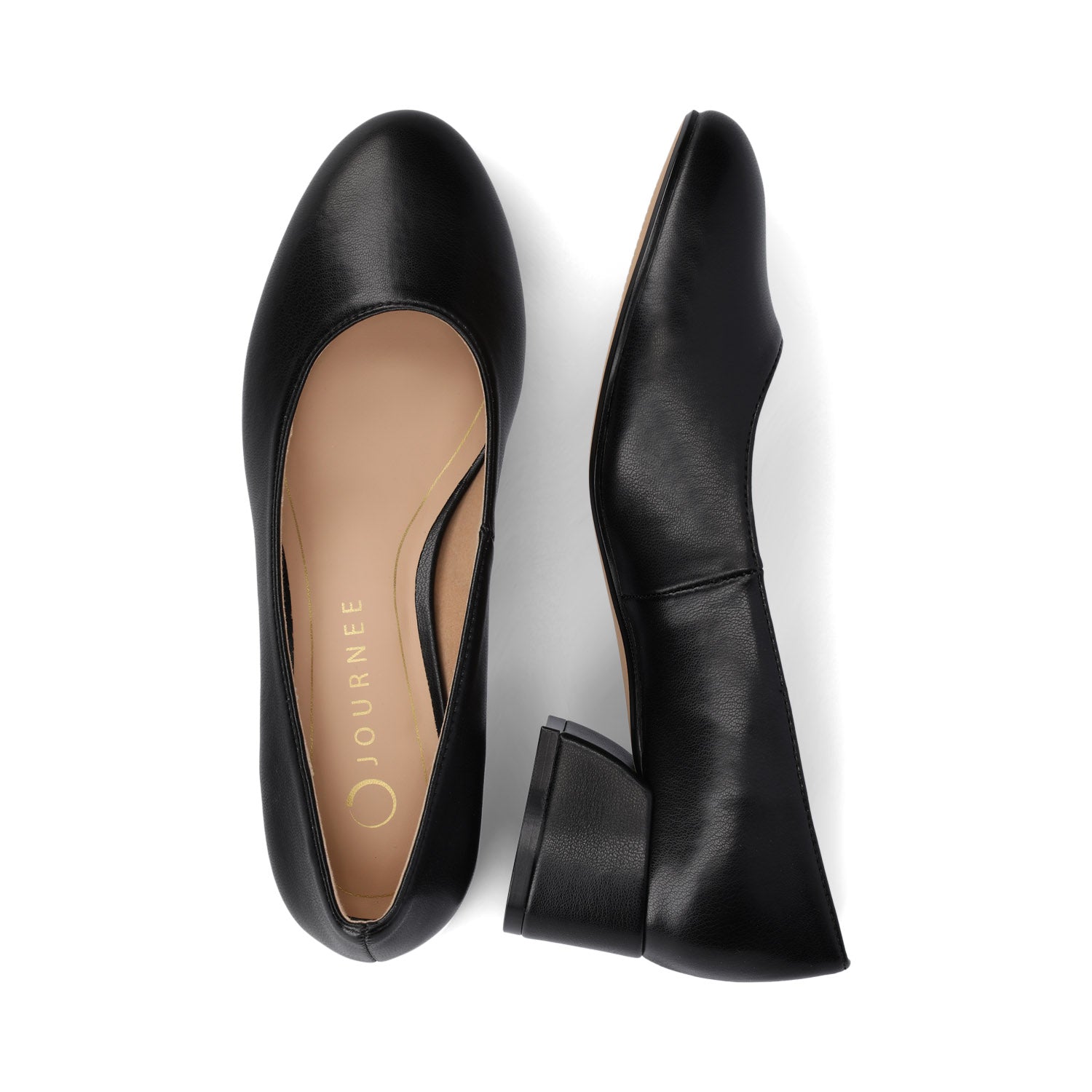 Journee SAAR II VEGAN LEATHER PUMP HEELS IN WIDE - Black PU