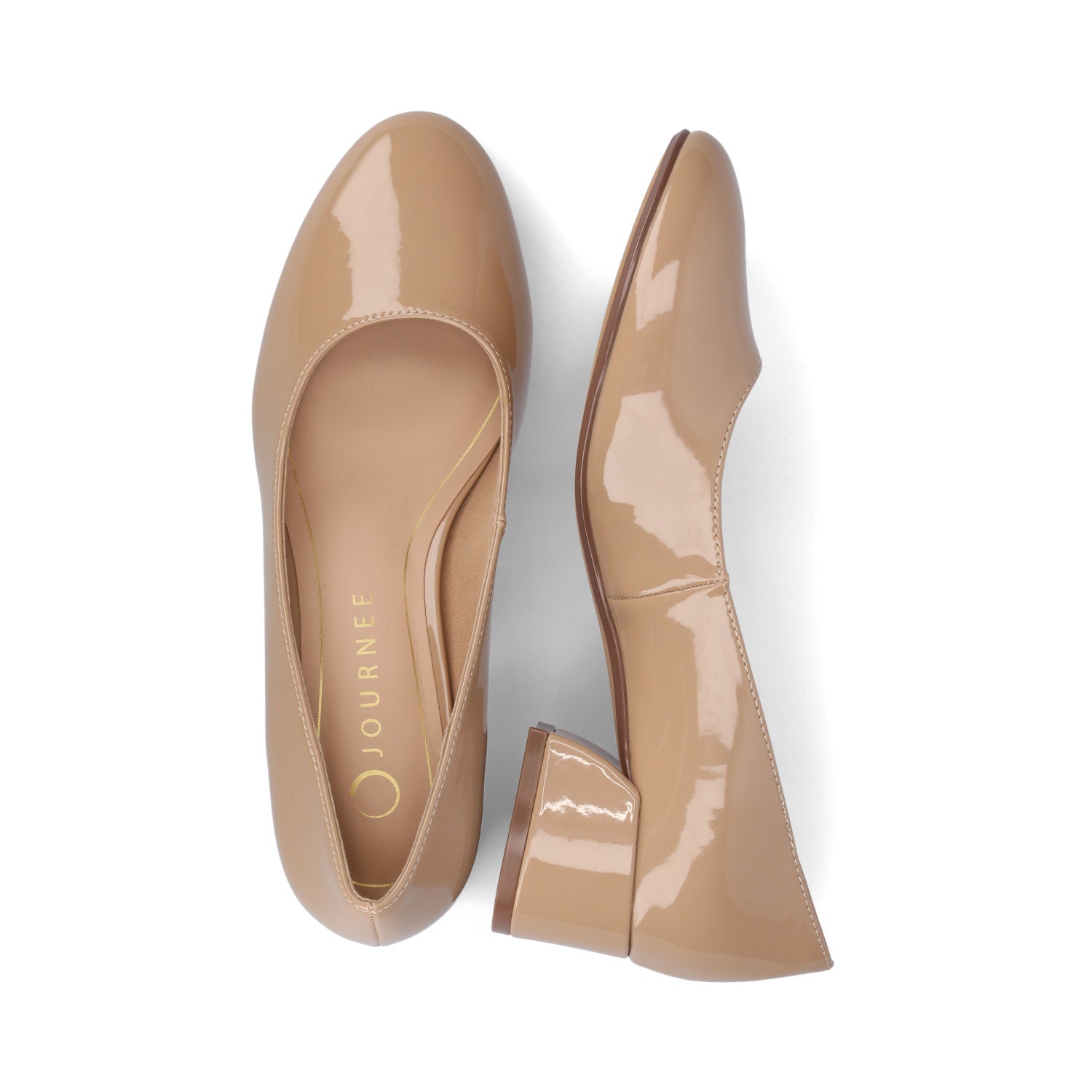 Journee SAAR II PATENT PUMP HEELS IN WIDE - Nude Patent