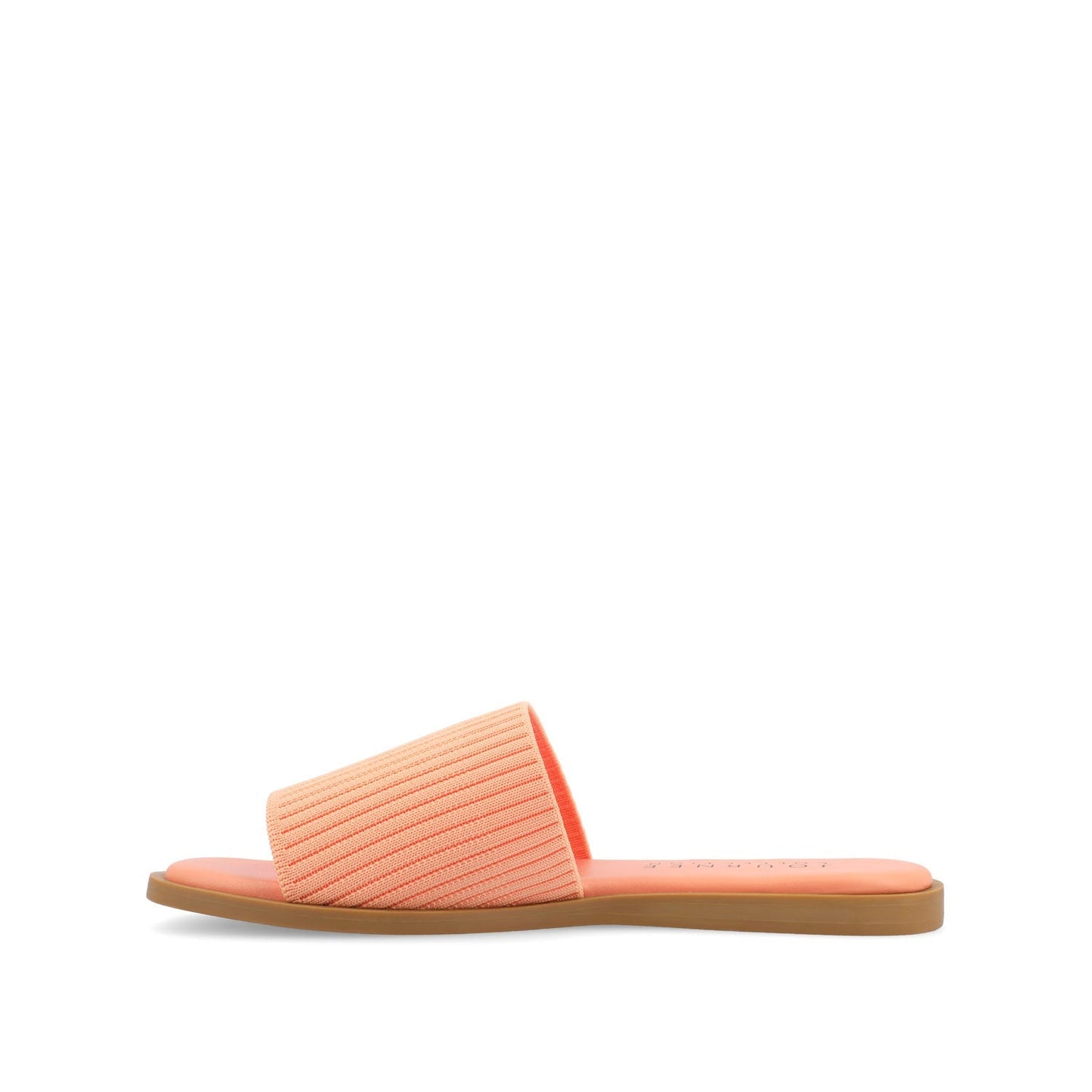 Journee PRISILLA SLIDE SANDALS IN KNIT FABRIC - Peach