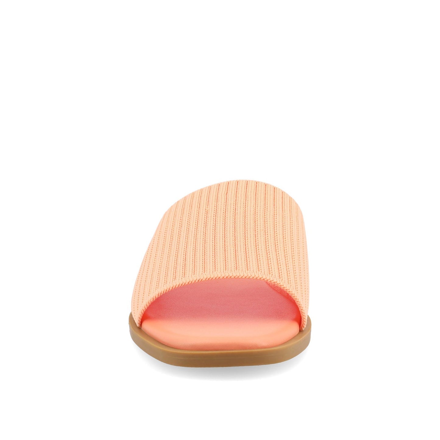 Journee PRISILLA SLIDE SANDALS IN KNIT FABRIC - Peach