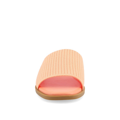 Journee PRISILLA SLIDE SANDALS IN KNIT FABRIC - Peach