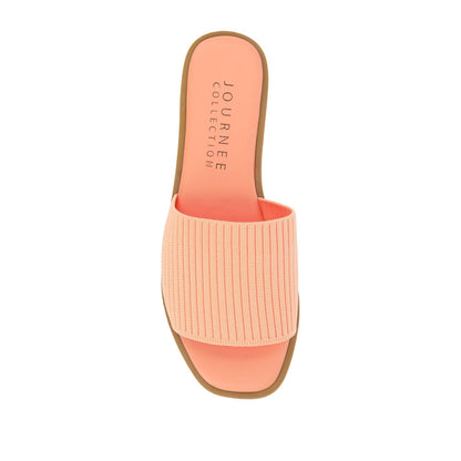 Journee PRISILLA SLIDE SANDALS IN KNIT FABRIC - Peach