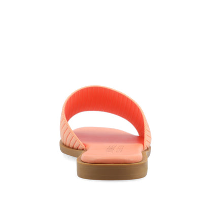 Journee PRISILLA SLIDE SANDALS IN KNIT FABRIC - Peach