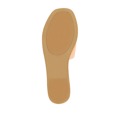 Journee PRISILLA SLIDE SANDALS IN KNIT FABRIC - Peach