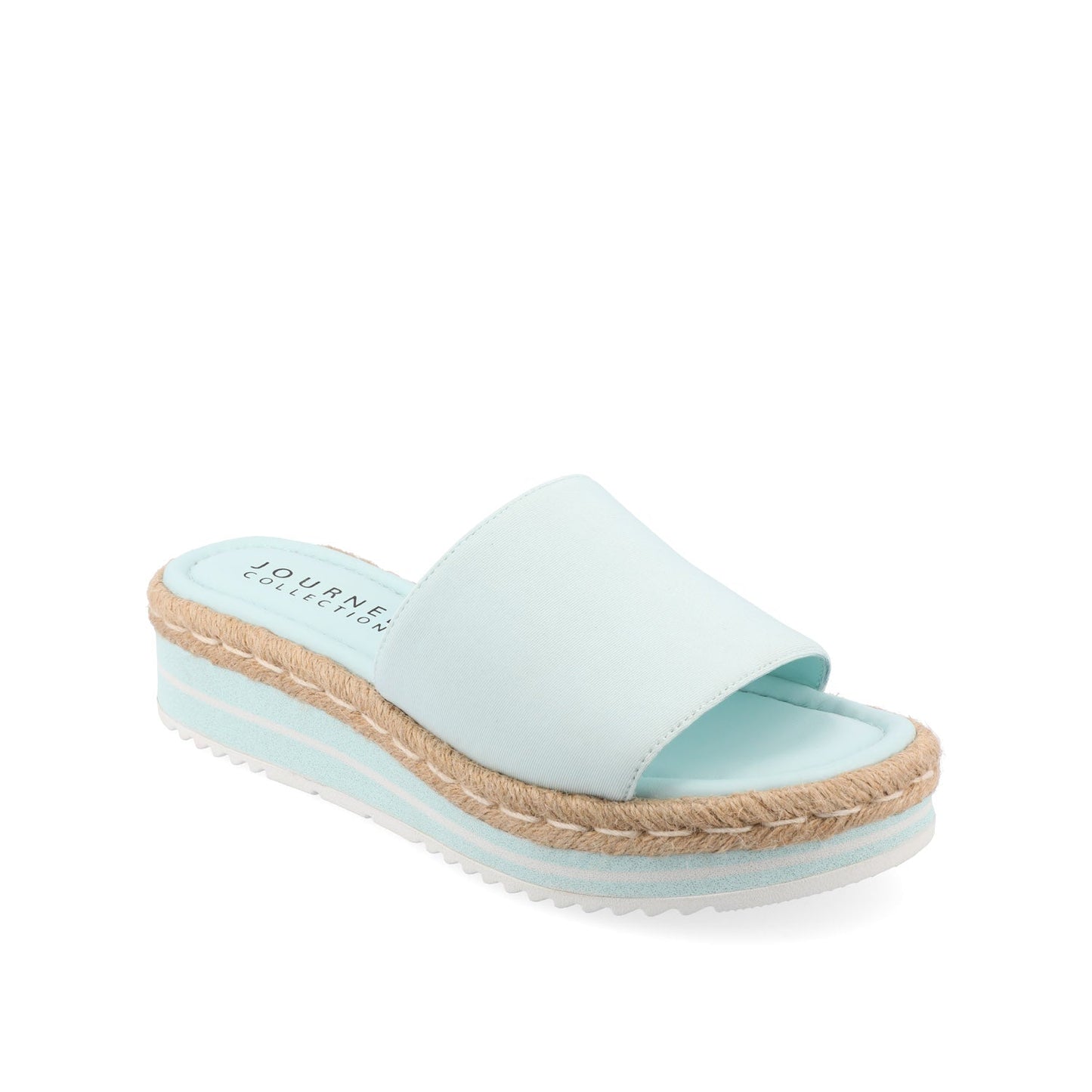 Journee ROSEY ESPADRILLE WEDGE HEELED SLIDE SANDALS IN STATEMENT - Blue