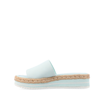 Journee ROSEY ESPADRILLE WEDGE HEELED SLIDE SANDALS IN STATEMENT - Blue