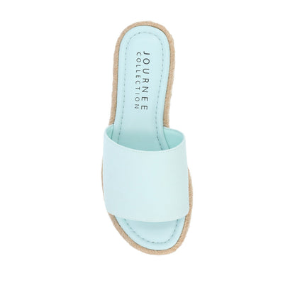 Journee ROSEY ESPADRILLE WEDGE HEELED SLIDE SANDALS IN STATEMENT - Blue