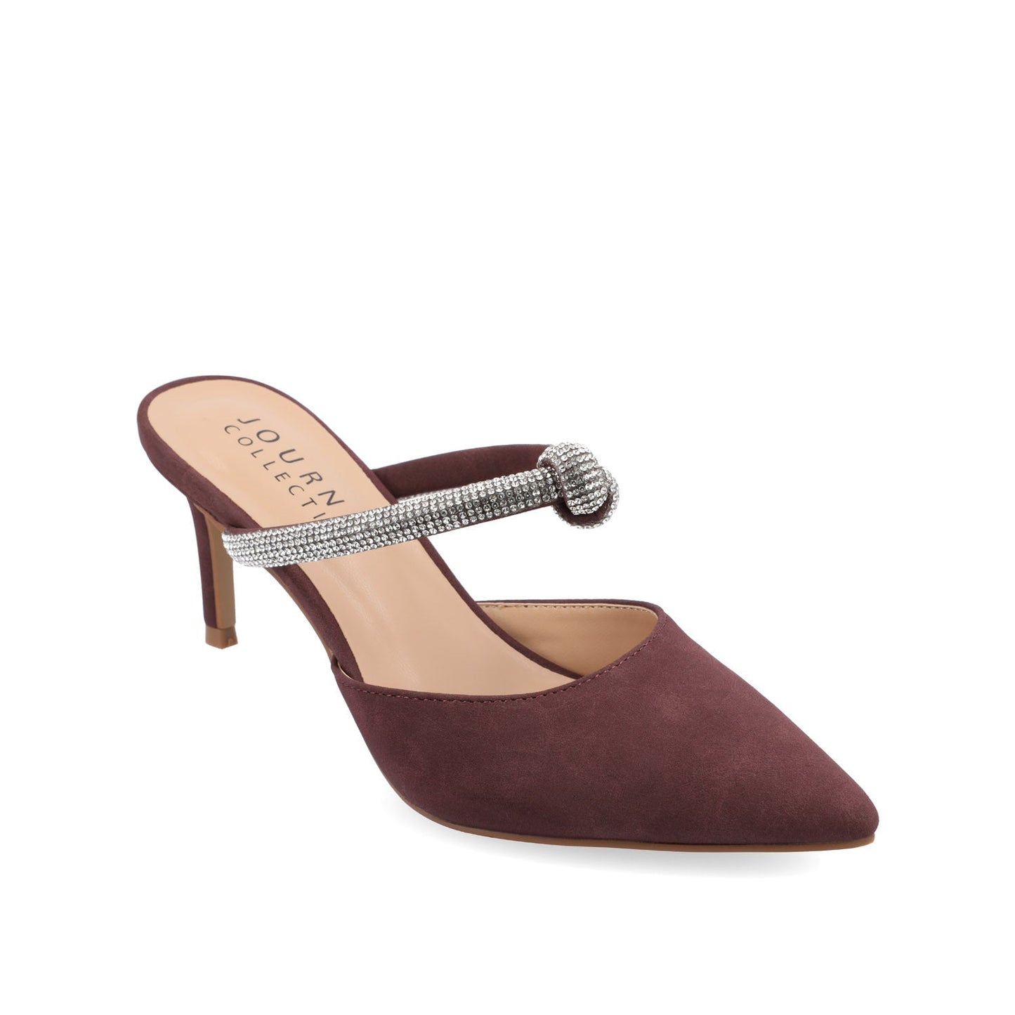 Journee LUNNA MULE STILETTO HEELS IN FAUX SUEDE - Wine