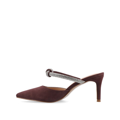 Journee LUNNA MULE STILETTO HEELS IN FAUX SUEDE - Wine