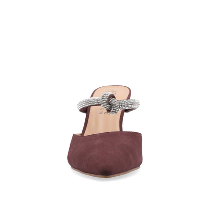 Journee LUNNA MULE STILETTO HEELS IN FAUX SUEDE - Wine