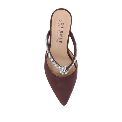 Journee LUNNA MULE STILETTO HEELS IN FAUX SUEDE - Wine