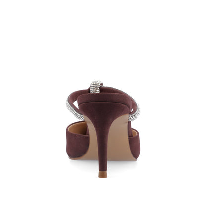 Journee LUNNA MULE STILETTO HEELS IN FAUX SUEDE - Wine