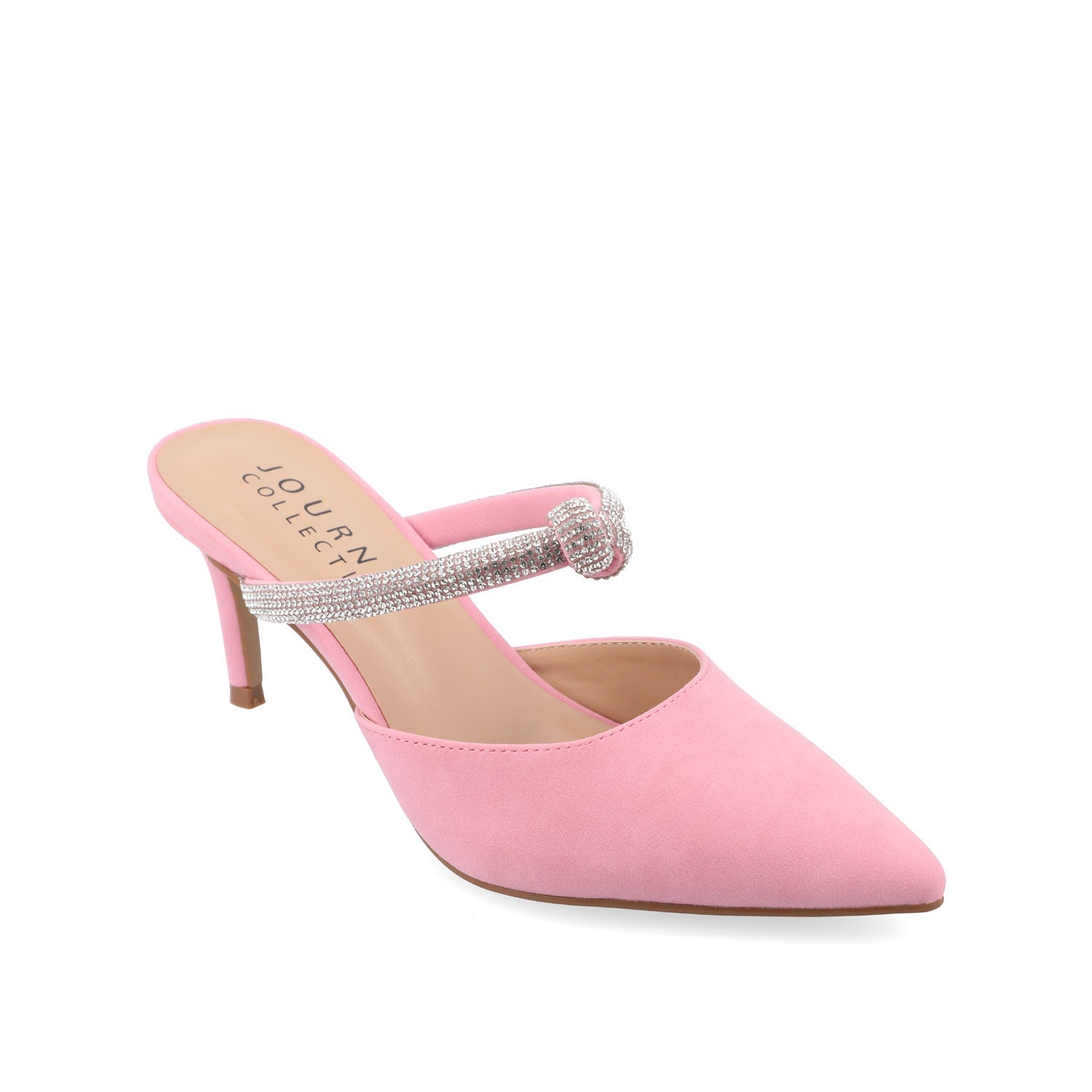 Journee LUNNA MULE STILETTO HEELS IN FAUX SUEDE - Pink
