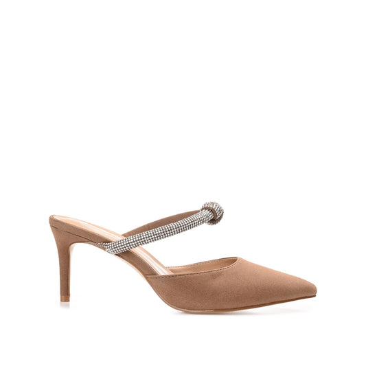 Journee LUNNA MULE STILETTO HEELS IN FAUX SUEDE - Brown