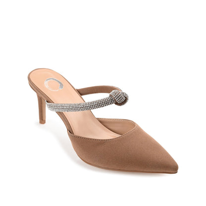 Journee LUNNA MULE STILETTO HEELS IN FAUX SUEDE - Brown