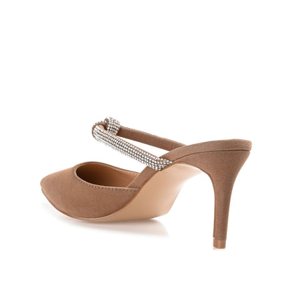 Journee LUNNA MULE STILETTO HEELS IN FAUX SUEDE - Brown