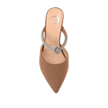 Journee LUNNA MULE STILETTO HEELS IN FAUX SUEDE - Brown