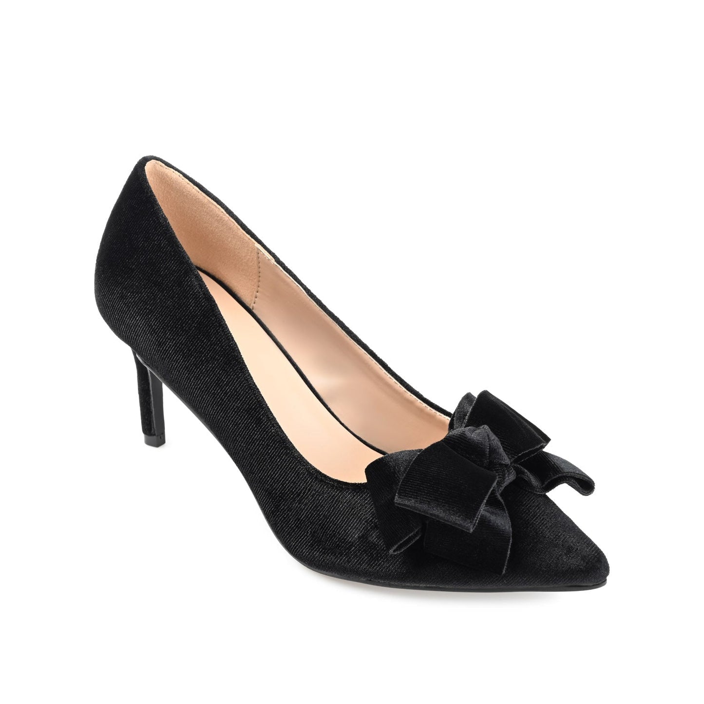 Journee CRYSTOL STILETTO PUMP HEELS IN VELVET - Black