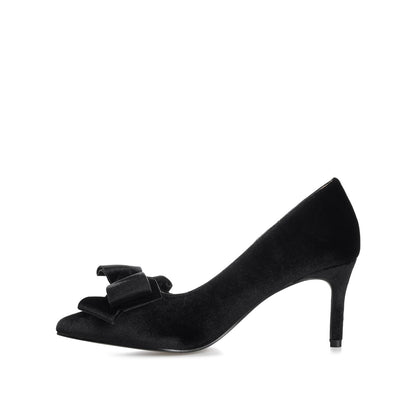 Journee CRYSTOL STILETTO PUMP HEELS IN VELVET - Black