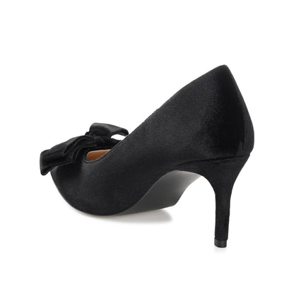 Journee CRYSTOL STILETTO PUMP HEELS IN VELVET - Black