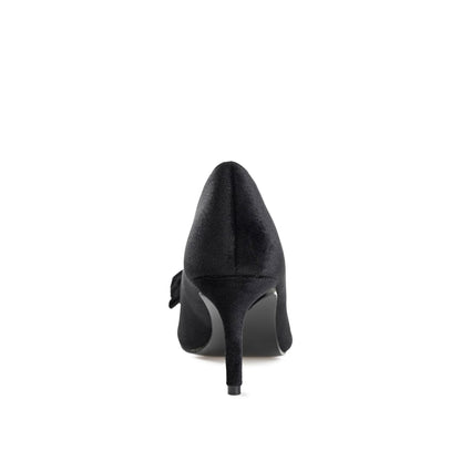 Journee CRYSTOL STILETTO PUMP HEELS IN VELVET - Black
