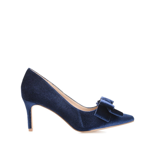 Journee CRYSTOL STILETTO PUMP HEELS IN VELVET - Navy Nubuck