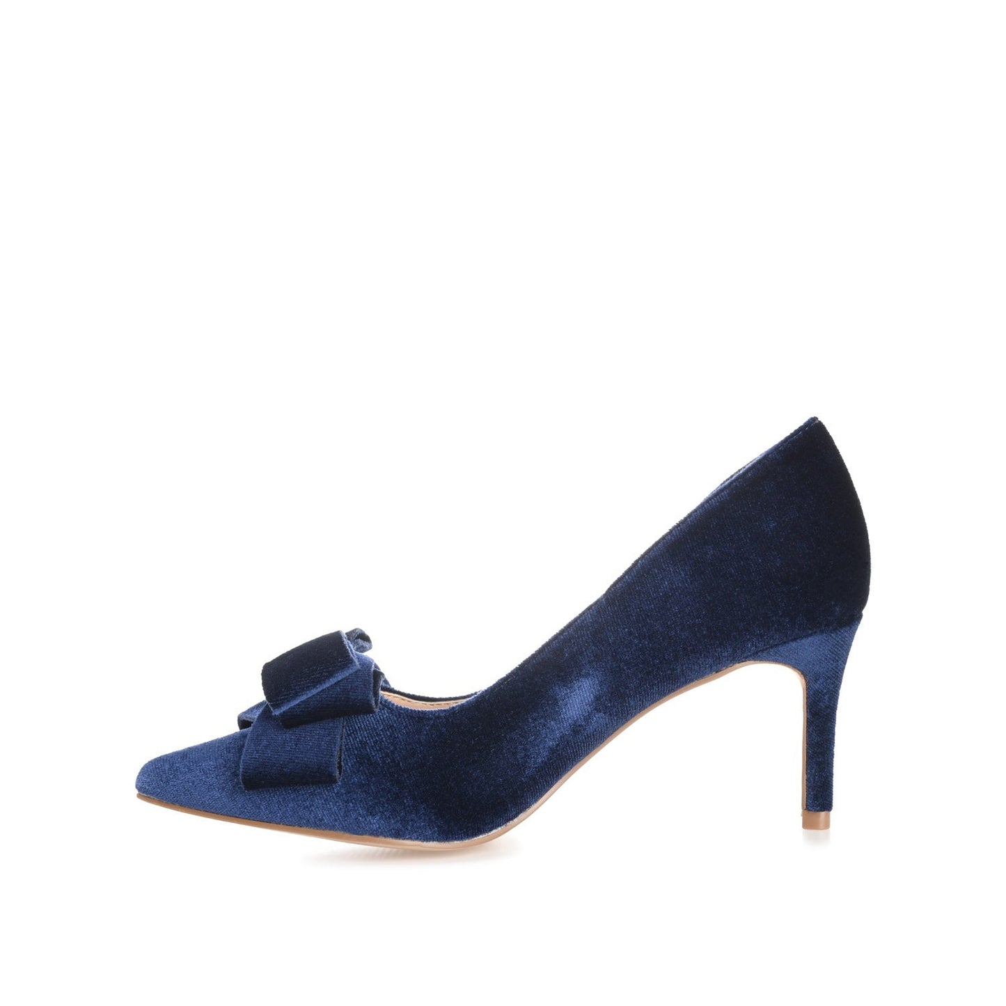 Journee CRYSTOL STILETTO PUMP HEELS IN VELVET - Navy Nubuck