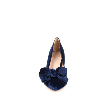 Journee CRYSTOL STILETTO PUMP HEELS IN VELVET - Navy Nubuck