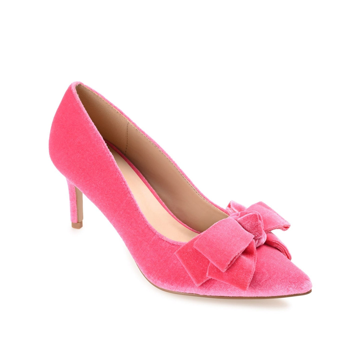 Journee CRYSTOL STILETTO PUMP HEELS IN VELVET - Pink