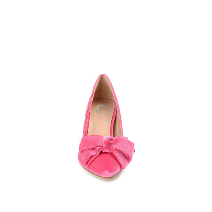 Journee CRYSTOL STILETTO PUMP HEELS IN VELVET - Pink