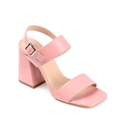 Journee ADRAS STRAPPY BLOCK HEELS IN PATENT - Pink Patent