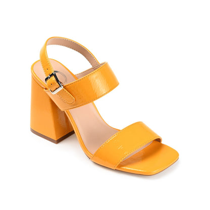 Journee ADRAS STRAPPY BLOCK HEELS IN PATENT - Orange Patent