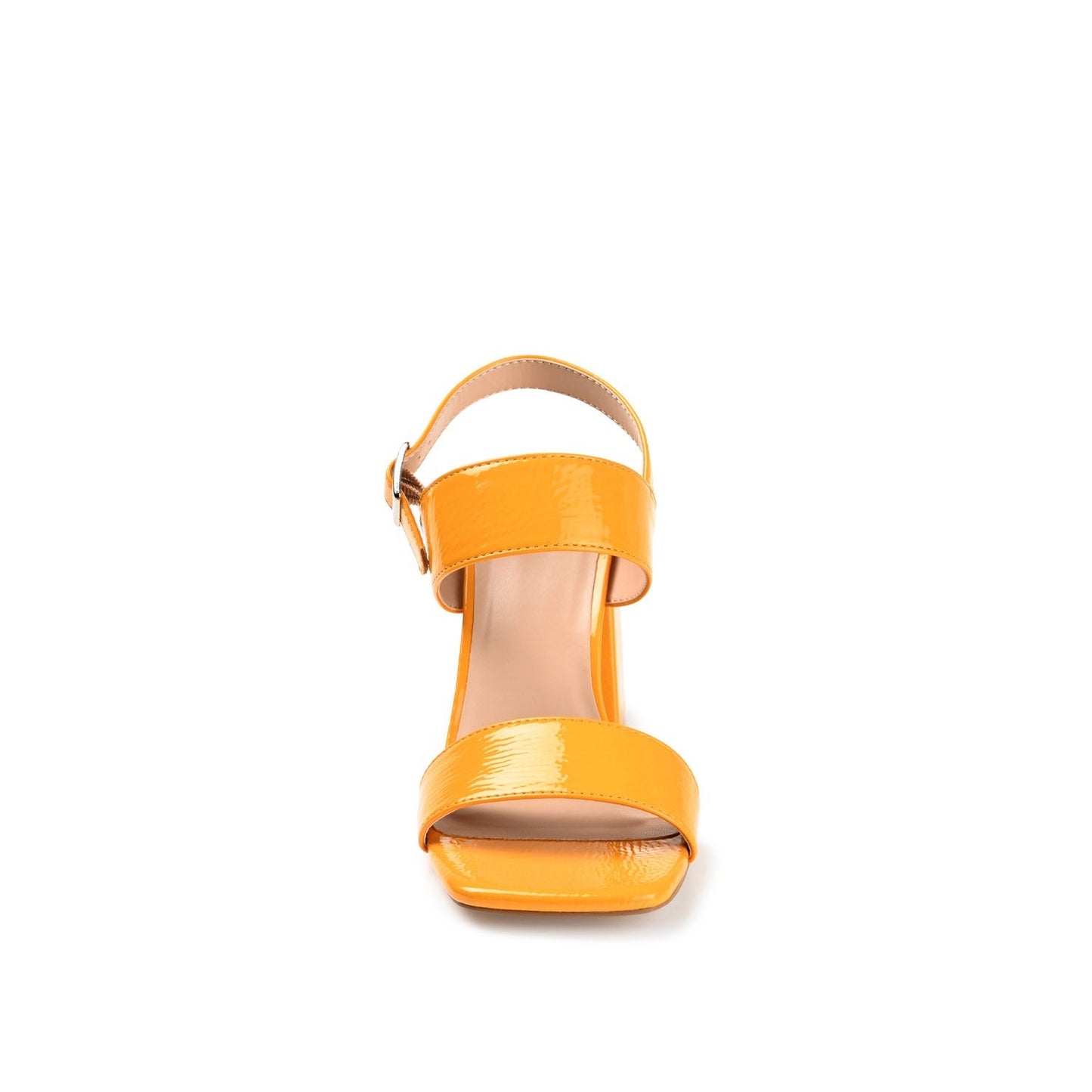 Journee ADRAS STRAPPY BLOCK HEELS IN PATENT - Orange Patent