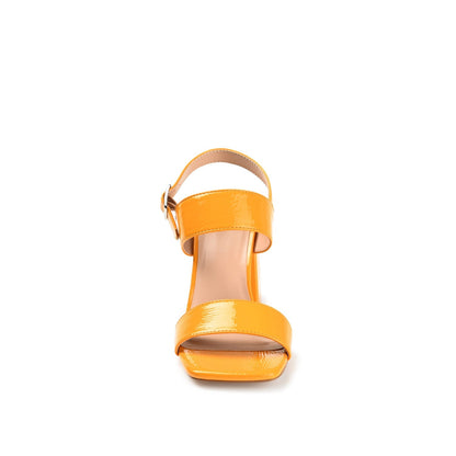Journee ADRAS STRAPPY BLOCK HEELS IN PATENT - Orange Patent