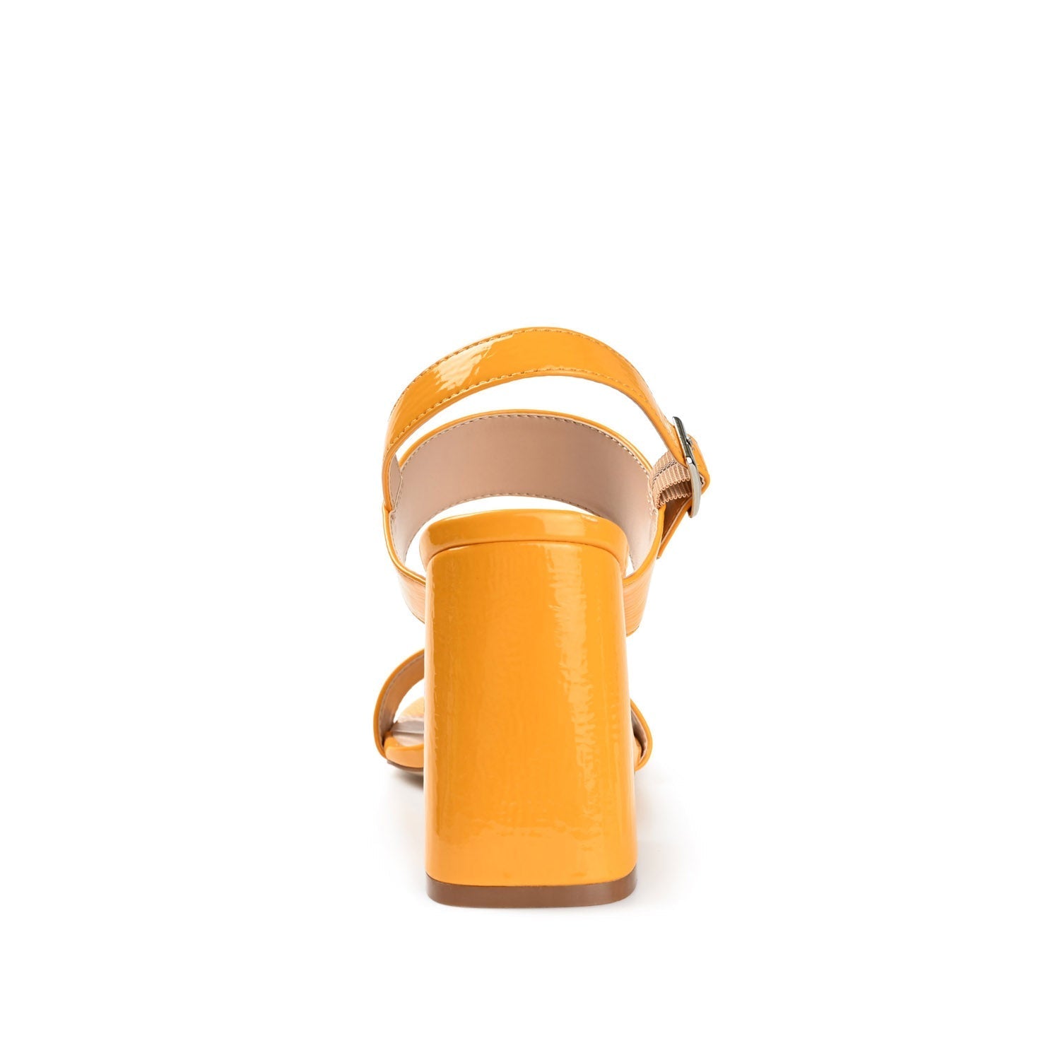 Journee ADRAS STRAPPY BLOCK HEELS IN PATENT - Orange Patent